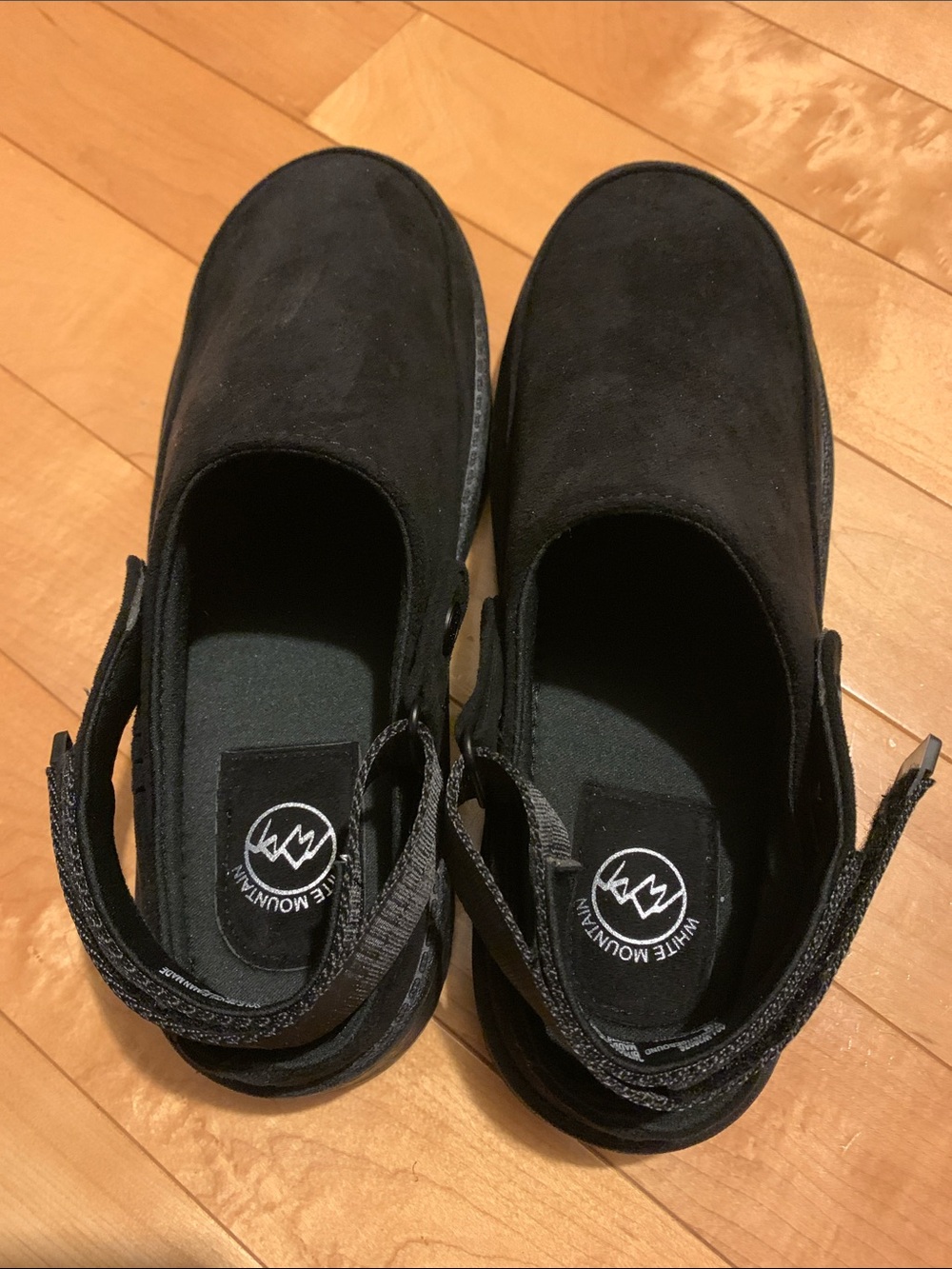 White Mountain Black Suede Slingback Clog Shoes